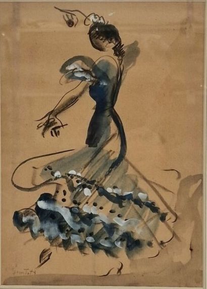 null Jean TOTH (1900-1967)
Set of three watercolors enhanced with gouache:
- Max...