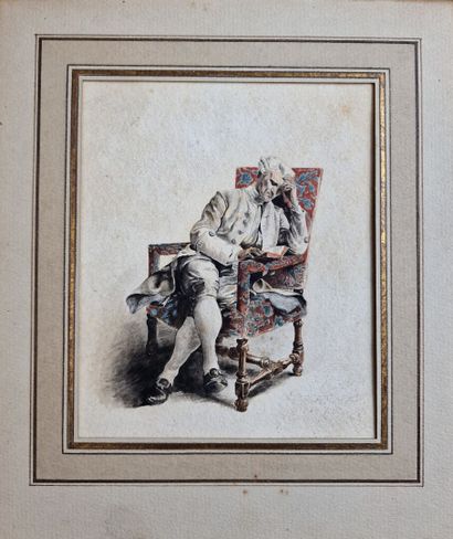 null Ernest MEISSONIER (1815-1891) (School of)
After the engraving The White Reader
Watercolor...