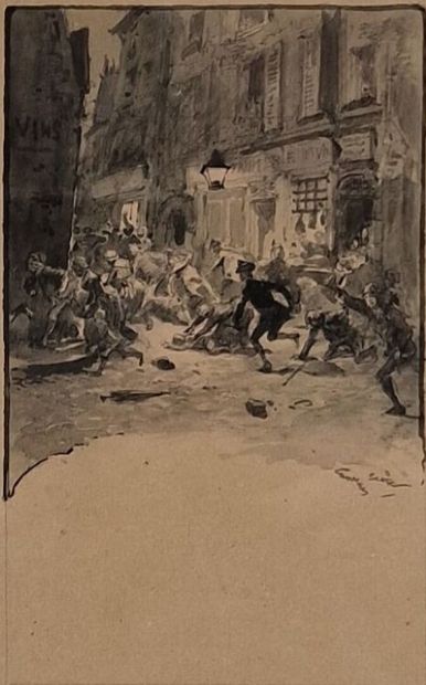 null Georges SCOTT (1873-1942)
Scene of a popular revolt
Black ink, ink wash and...