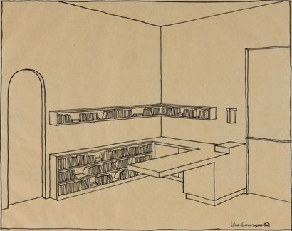 null DJO-BOURGEOIS (1898-1937) (GEORGES BOURGEOIS, DIT)
Original project for an office-library
India...