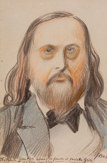 null Ferdinand BAC (1859-1952)
Portrait of Théophile Gautier 
Colored pencil
Signed...