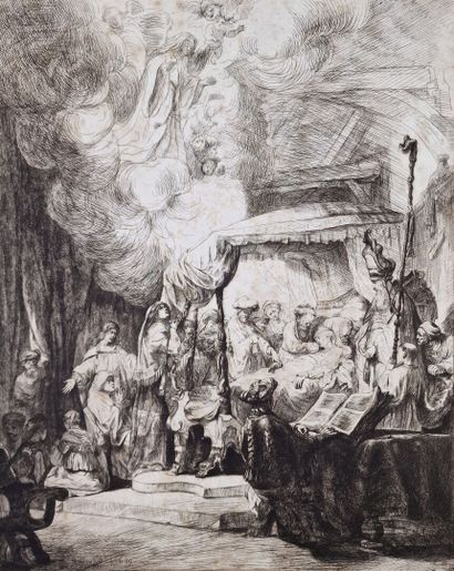  REMBRANDT VAN RIJN (1606-1669) (d'après)
La Mort de la Vierge (1639)
Eau-forte
Tirage... Gazette Drouot