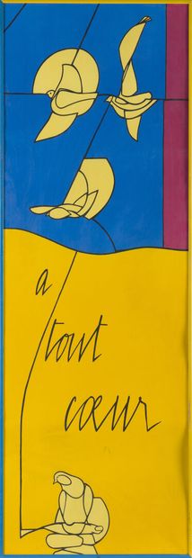  Valerio ADAMI (1935)
A tout coeur, 1970
Lithographie
94 x 36 cm (à vue)
(vitre cassée,... Gazette Drouot