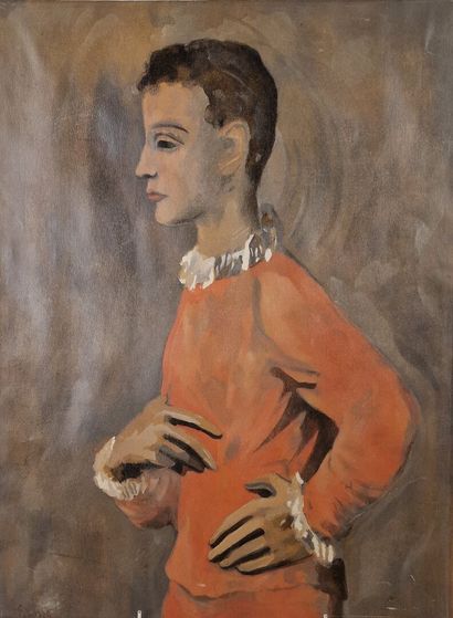  Pablo PICASSO (1891-1973) (d'après)
Le jeune Arlequin
Estampe en couleur montée... Gazette Drouot