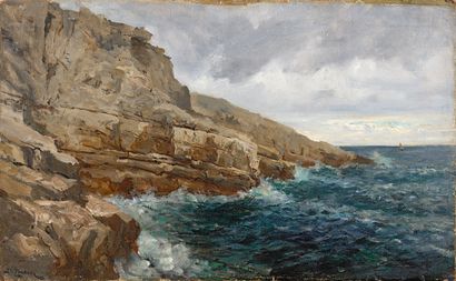 Raphaël Ponson Coast of Cassis
Oil on canvas mounted on panel, signed lower left,... Gazette Drouot