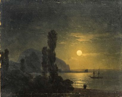  IVAN KONSTANTINOVICH AIVAZOVSKY (1817-1900)
Clair de lune sur l'Ayou-Dag en Crimée... Gazette Drouot