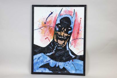 null KITOLA (Jérôme Guerido). Batman. Technique sur toile. Signé en bas à droite....