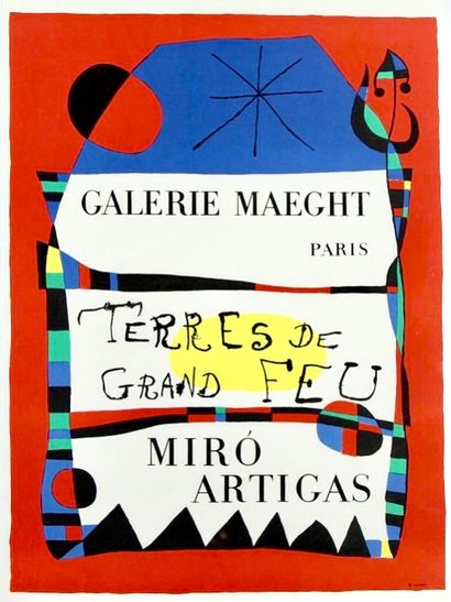 Joan Miró - Terre de grand feu - affiche lithographique d’exposition Joan Miró -... Gazette Drouot