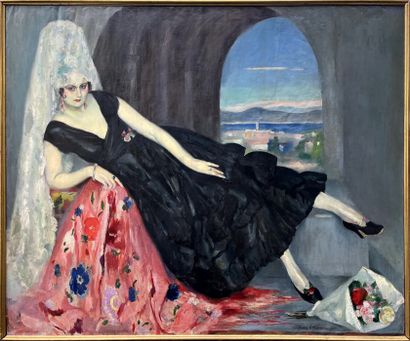 Henri Ottmann (1877-1927) Actress Eve Francis in the film El Dorado
Large oil on... Gazette Drouot