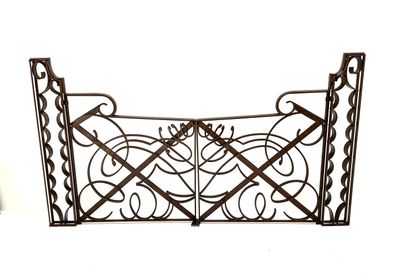 Edgar Brandt (1880-1960) Pair of interior wrought-iron grilles composed of four elements... Gazette Drouot