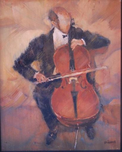 null Marie-Thérèse ETIENNE (née en 1924) : "Le violoncelliste Rostropovitch" HST...