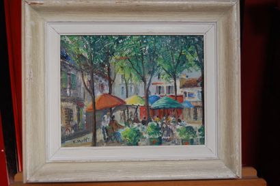 IROLLA Roland "Montmartre-Place du Tertre en été" HST (27x35) SBG