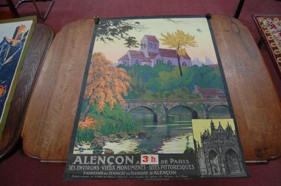 null Affiche ancienne "ALENCON à 3h de Paris, ses environs..." Illustration DORIVAL...