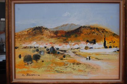 null JOUENNE Michel (né en 1933) : "Village en Andalousie" HST (73x100) SBG