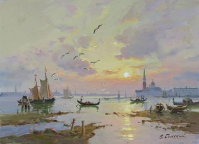 null Vladimir BELSKY (né en 1949) : "Voyage à Venise" HST (24x33) SBD