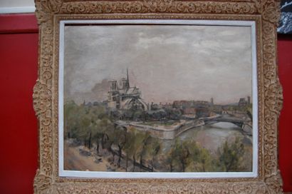 null ALDER Jean "Notre Dame de Paris (71x91cm) HSP SBD (accident )
