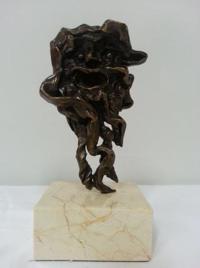 null Salvador DALI (1904-1989) : "Tête de faune" Bronze sur socle marbre (Haut 18...