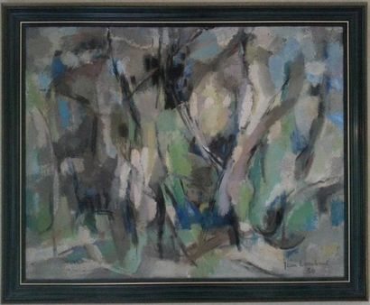 null LOMBARD Jean (1895-1983) : "Paysage abstrait' HST (71x90) datée 56
