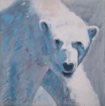 null BORRAS Jorge, ""L'ours", Acrylique sur toile (80x80) SBG daté 11