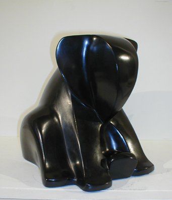 null BOUDON "Elephanteau assis" H:23cm Signé