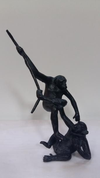 null Jorge BORRAS : "Complicité" Bronze signé (H 50 cm)
