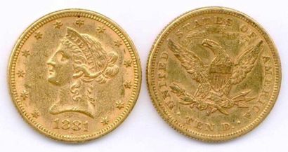 null Lot de 2 pièces 10 Dollars or (tête de liberté) :
1880 San Francisco et 1881...
