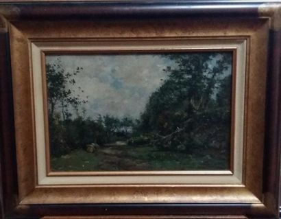 null ROULLET Gaston (1847-1925) : "Chemin bord de forêt" HST (30x45) SBD