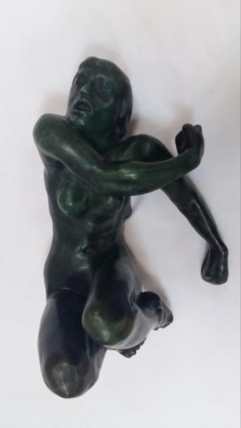 null Auguste RODIN (1840-1917) : "Etude d'une damnée" Bronze à patine verte (Haut...