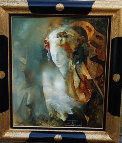 null SURAUD Roger (né en 1938) : "Femme de Venise" HST (58x49) SBD