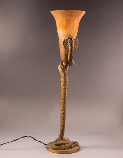 Edgar Brandt Lamp Lampe de bureau d'Edgar Brandt au motif 