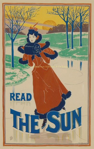 Read The Sun - Louis John Rhead, 1895-1900 “Read The Sun”, colour lithograph by Louis... Gazette Drouot