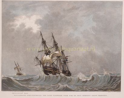 Dutch frigate - Willem Hendrik Hoogkamer after Christoffel van der Hart, c. 1830... Gazette Drouot
