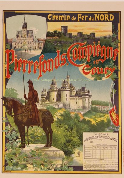 Chemins de Fer du Nord - Gustave Fraipont, 1895-1900 “Chemins de Fer du Nord ”, colour... Gazette Drouot