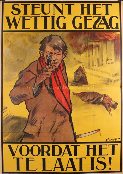 Anti-revolutionary poster - M. Thomassen, 1918 AFFICHE TEGEN DE REVOLUTIONAIRE WOELINGEN... Gazette Drouot