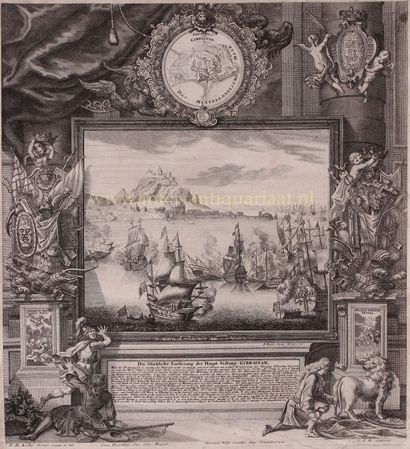 Siege of Gibraltar - Kleinschmidt after Paul Decker, 1705 “Die Glückliche Entsezung... Gazette Drouot