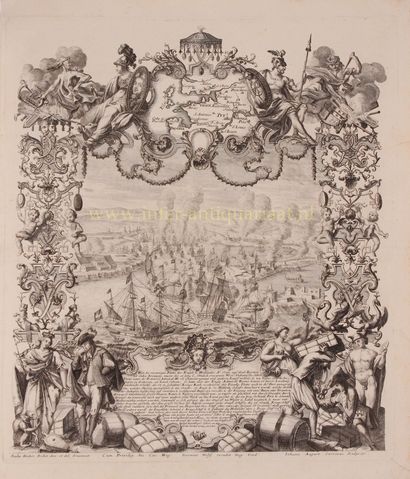 Battle of Vigo Bay - Johann August Corvinus after Paul Decker, c. 1720 BUITMAKEN... Gazette Drouot