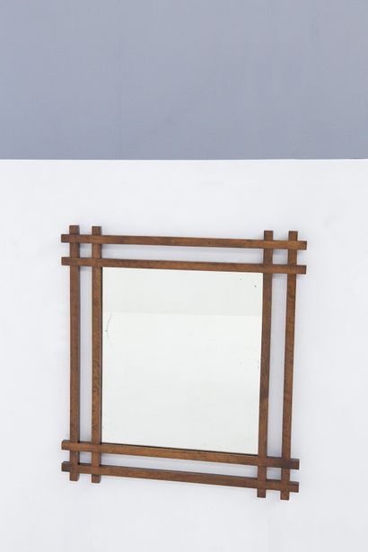 Ettore Sottsass Wooden mirror attributed to Ettore Sottsass Wall mirror attributed... Gazette Drouot