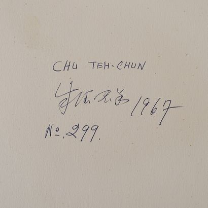 null Chu TEH-CHUN (1920-2014) 
N°299 
Acrylique sur papier 
Signée, datée et située...