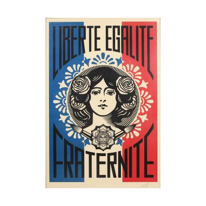 null Shepard FAIREY (born in 1970) 
Liberty Equality Fraternity, 2019
Silkscreen...