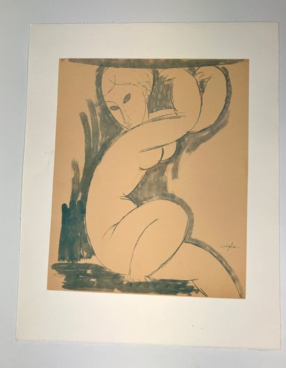 null After Amedeo MODIGLIANI 
Caryatid 
Lithograph in colors 
Mention in the plate...