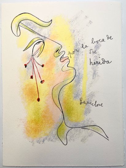 null After Jean COCTEAU 
Set of two lithographs in colors on paper "Dancers" and...
