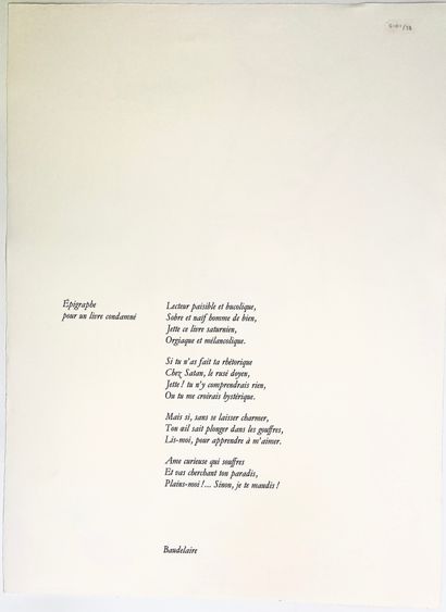 null After Bernard BUFFET 
Epigraph for a condemned book 
Lithograph on wove paper...