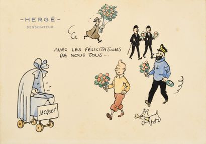 null HERGÉ (Georges Remi dit) 1907-1983
Faire-part de naissance, pour Jacques avec...