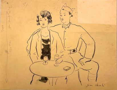 null Jean OBERLÉ (1900-1961)
Ensemble de trois dessin et de trois L.A.S : 
- La Bretagne,...