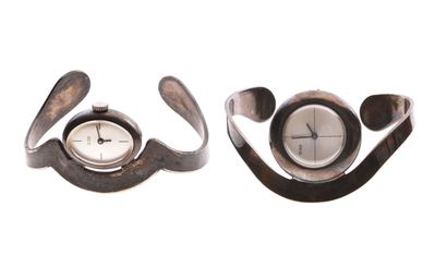 null INTER 
Deux montres en acier, circa 1970 : 
- Une montre bracelet au boîtier...