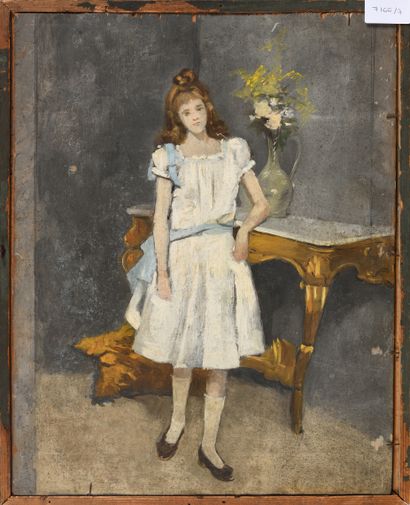 null Désiré Alfred MAGNE (1855-1936)
Lac // Fillette à la robe blanche 
Huiles sur...