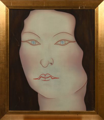 null École du XXe siècle
Portrait de femme
Acrylique sur toile 
Signée au revers...