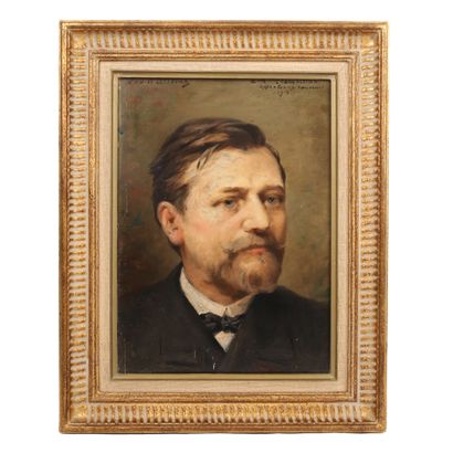 null Louise ABBEMA (1853 - 1927)
Portrait d'homme
Huile sur panneau
Signée "Louise...
