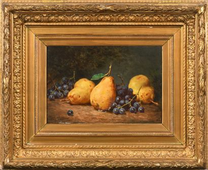 null Anne LEMPEREUR (?) 
Nature morte aux poires et aux raisins, 1886 
Huile sur...