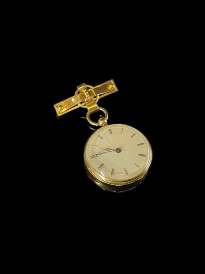 null 18K yellow gold collar watch (750/1000 ‰)
- Champagne-backed enamel circular...